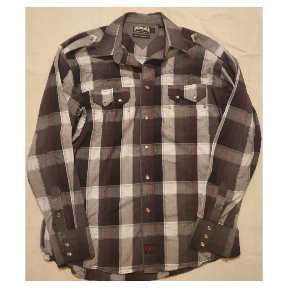 Panhandle Slim,Plaid,Purple,Red,White,Black,Pearl Snap Western Shirt
